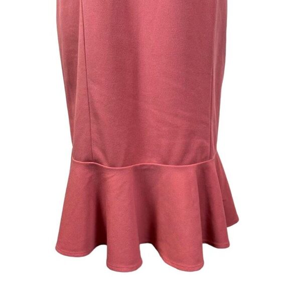 Paper Crown Rose Maternity Sheath Dress Back Zip Ruffle Hem Size Medium - Picture 4 of 15